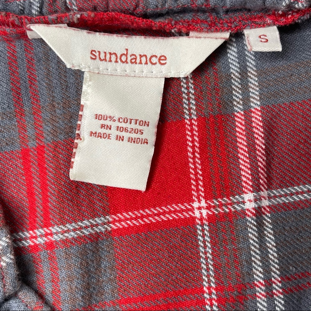 Sundance Red Plaid Cotton Flannel Button Down Top Size Small - Picture 6 of 10